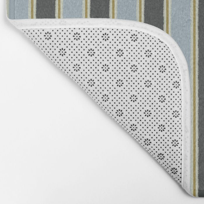 Vintage Cottage Stripes Cozy Eclectic Vertical Pattern Bath Mat Gallery Image 2