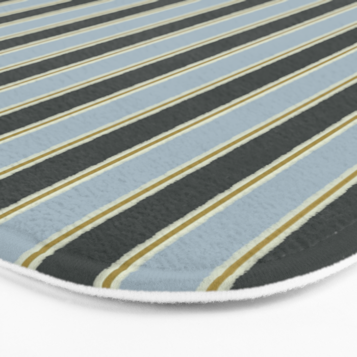 Vintage Cottage Stripes Cozy Eclectic Vertical Pattern Bath Mat Gallery Image 3