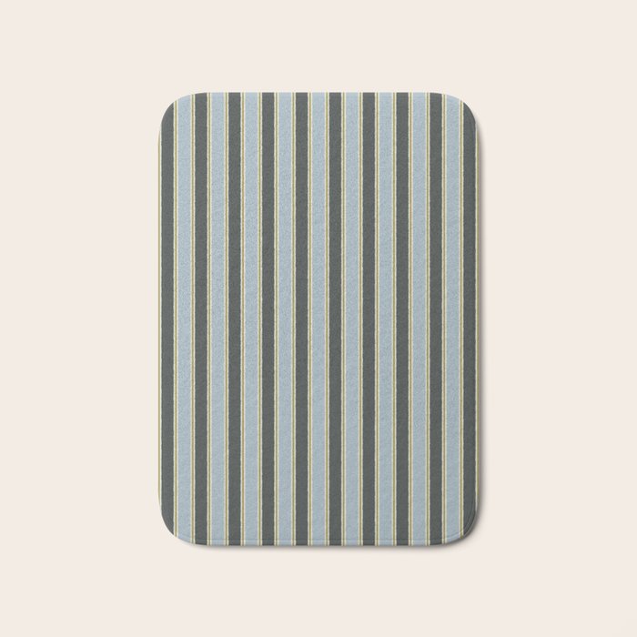 Vintage Cottage Stripes Cozy Eclectic Vertical Pattern Bath Mat Gallery Image 1