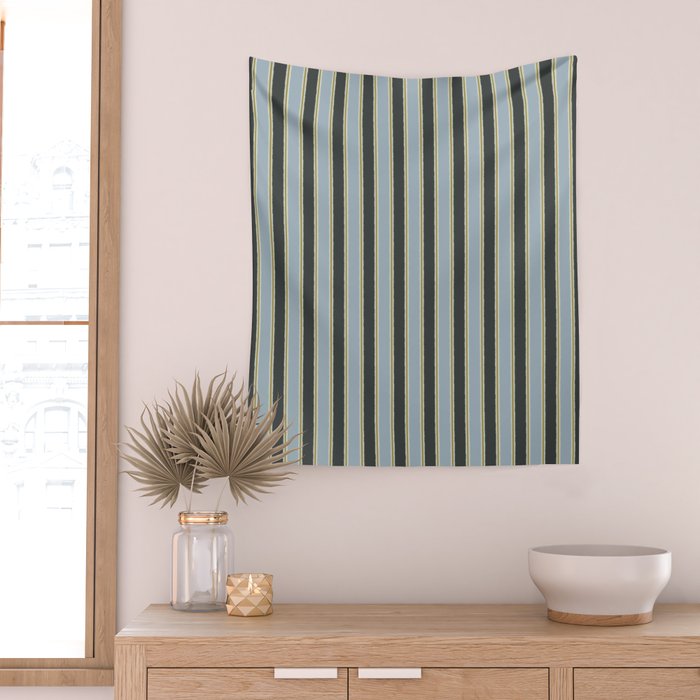 Vintage Cottage Stripes Cozy Eclectic Vertical Pattern Wall Tapestry Gallery Image 2