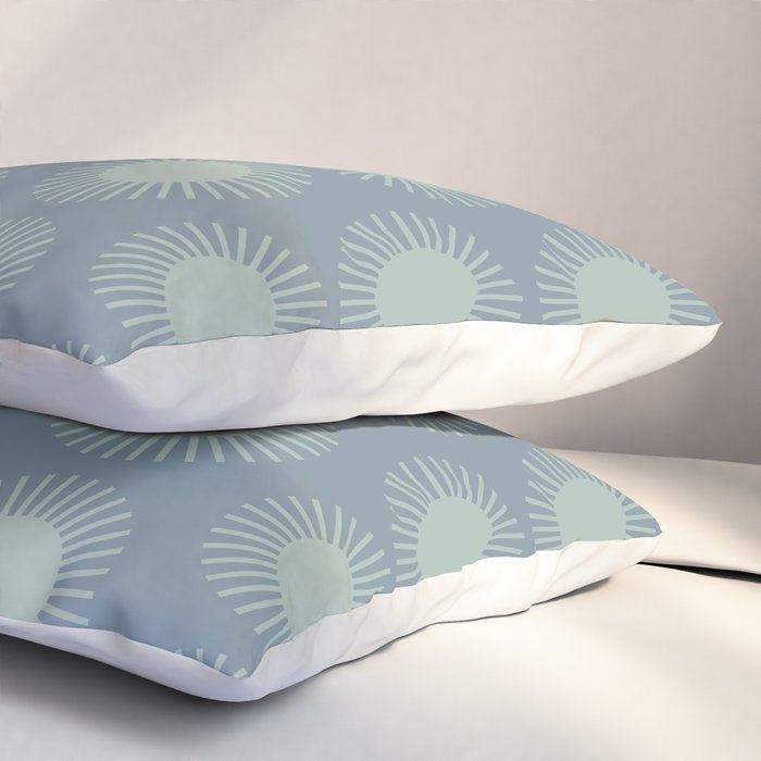Boho Summer Sun Pattern V Neutral Blue Sage Green Pillow Sham Gallery Image 3