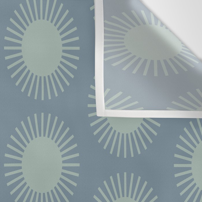 Boho Summer Sun Pattern V Neutral Blue Sage Green Wall Tapestry Gallery Image 3