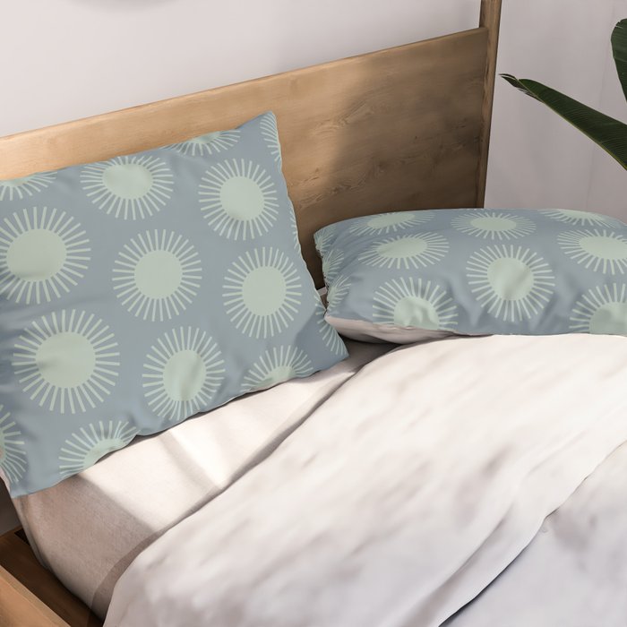 Boho Summer Sun Pattern V Neutral Blue Sage Green Pillow Sham Gallery Image 2
