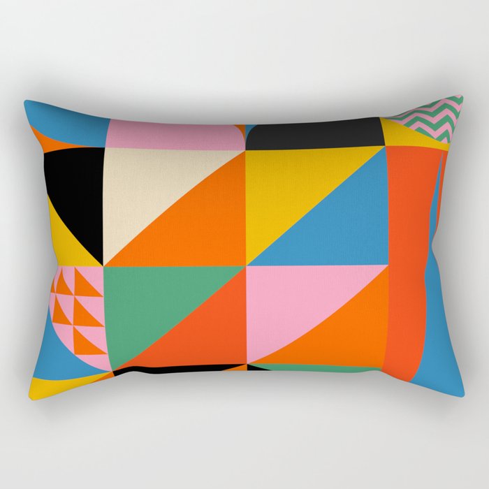 Geometric abstraction in colorful shapes   Rectangular Pillow Gallery Image 1