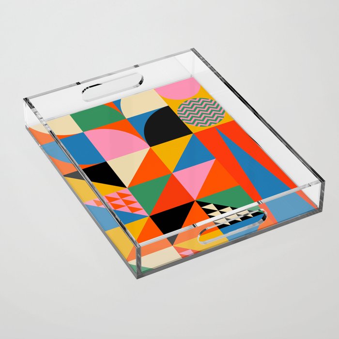 Geometric abstraction in colorful shapes   Acrylic Tray Gallery Image 1