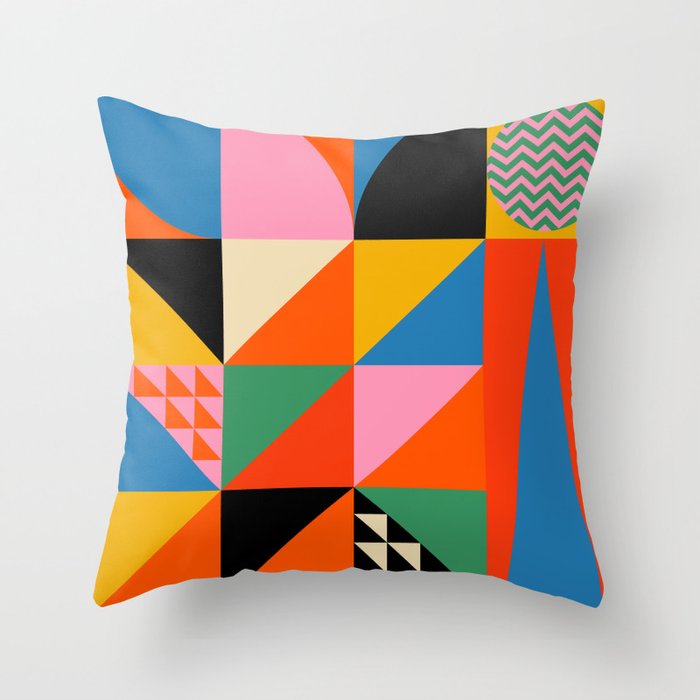 Geometric abstraction in colorful shapes   Throw Pillow Gallery Image 1