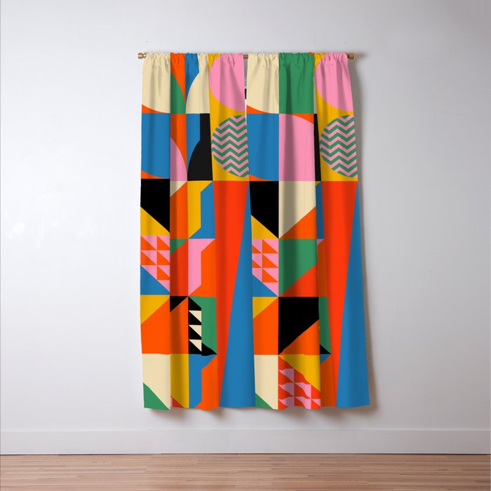 Geometric abstraction in colorful shapes   Window Curtain Gallery Image 3