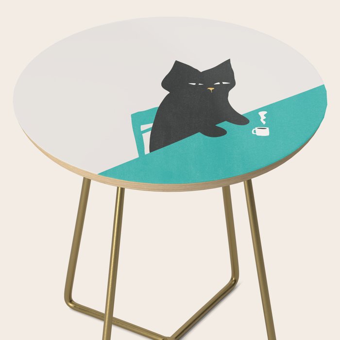 Cat drinking coffee Side Table Gallery Image 2