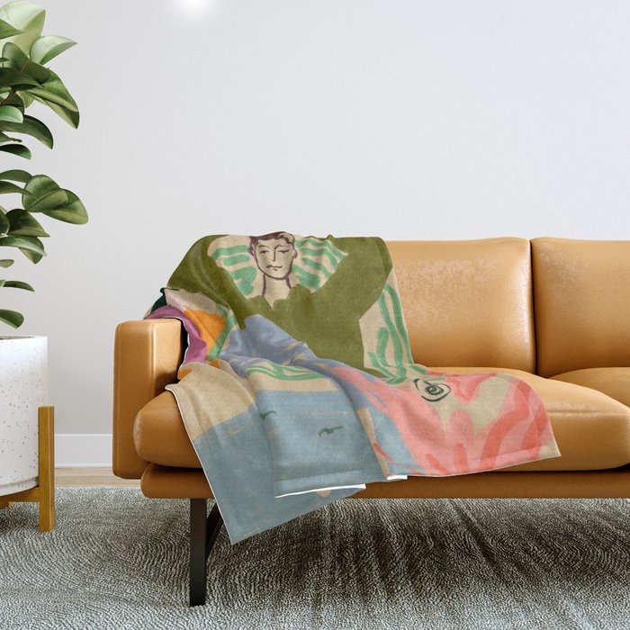WOMAN WITH VESSEL Throw Blanket Gallery Image 1
