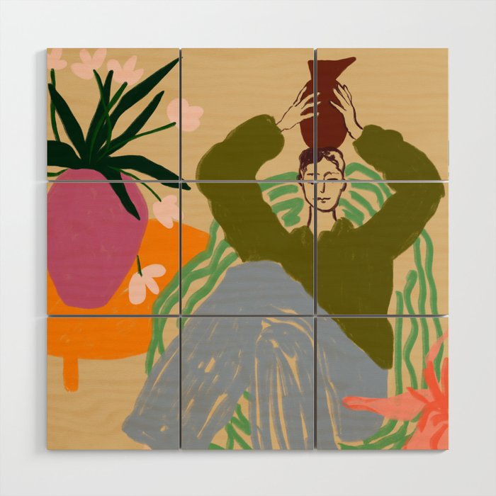 WOMAN WITH VESSEL Wood Wall Art Gallery Image 1