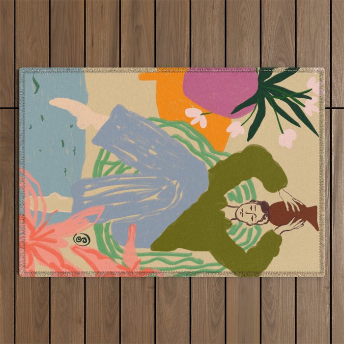 WOMAN WITH VESSEL Outdoor Rug Gallery Image 1