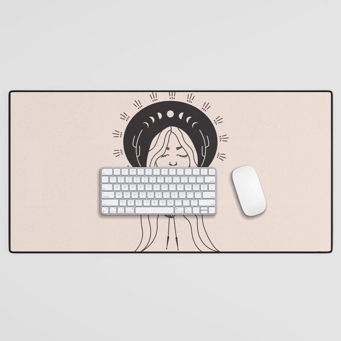 Desert Angel in Black & Cream Desk Mat Gallery Image 1