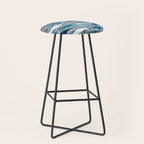 Origami Sea // linen texture and nautical stripes background teal white and taupe whales Stool Gallery Image 1