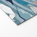 Origami Sea // linen texture and nautical stripes background teal white and taupe whales Welcome Mat Gallery Image 2