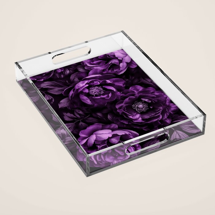 Midnight Garden Baroque Blooms Plum Blue Acrylic Tray Gallery Image 1