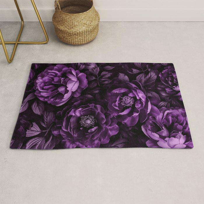 Midnight Garden Baroque Blooms Plum Blue Rug Gallery Image 1