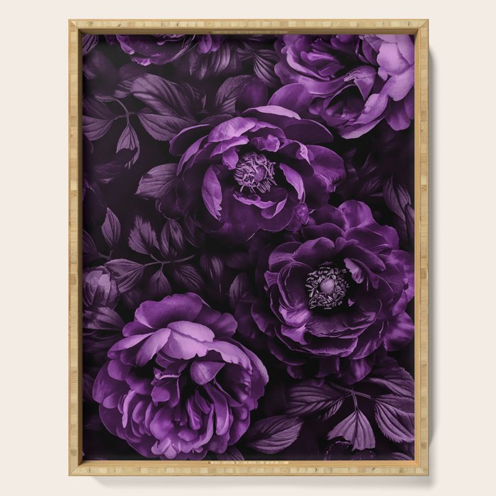 Midnight Garden Baroque Blooms Plum Blue Serving Tray Gallery Image 1