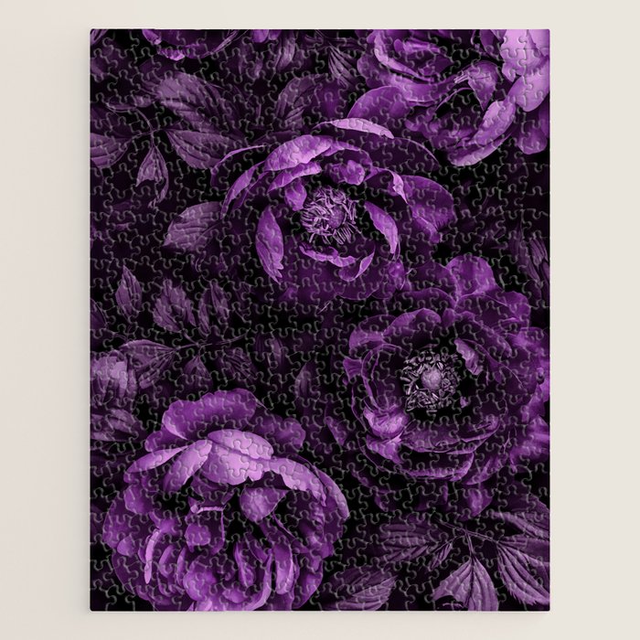 Midnight Garden Baroque Blooms Plum Blue Jigsaw Puzzle Gallery Image 1