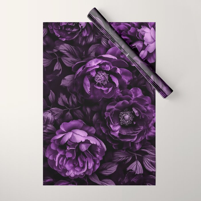 Midnight Garden Baroque Blooms Plum Blue Wrapping Paper Gallery Image 1