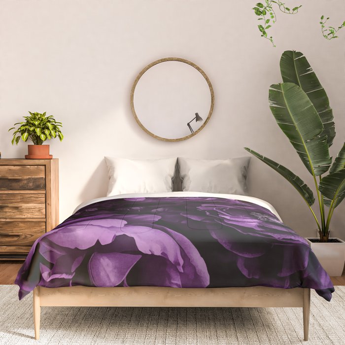 Midnight Garden Baroque Blooms Plum Blue Comforter Gallery Image 3