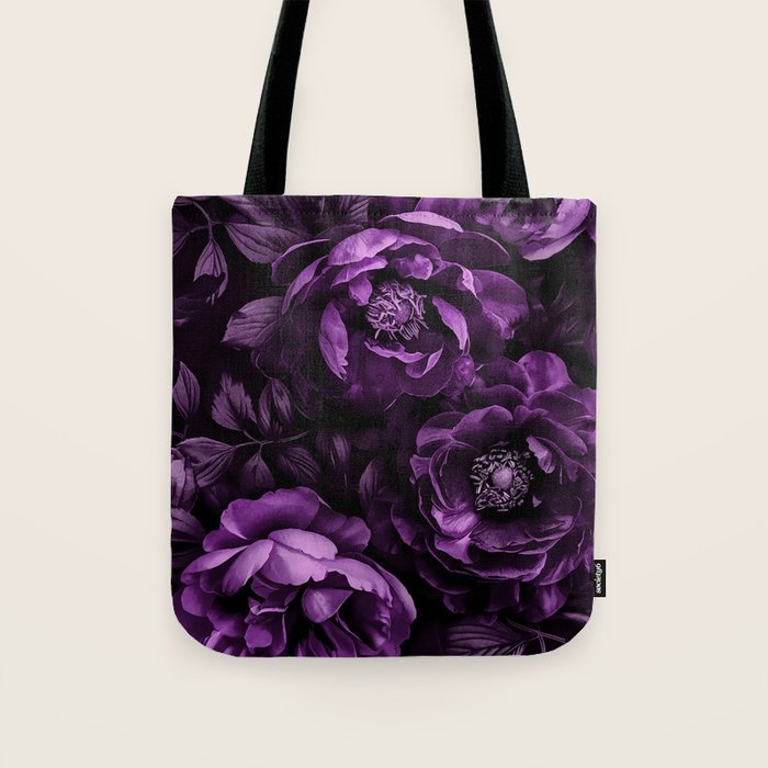 Midnight Garden Baroque Blooms Plum Blue Tote Bag Gallery Image 1