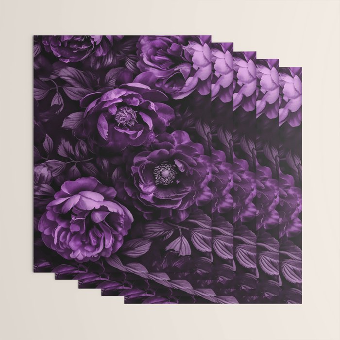 Midnight Garden Baroque Blooms Plum Blue Wrapping Paper Gallery Image 3