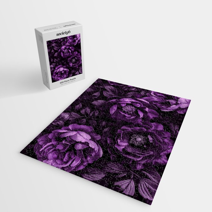Midnight Garden Baroque Blooms Plum Blue Jigsaw Puzzle Gallery Image 2