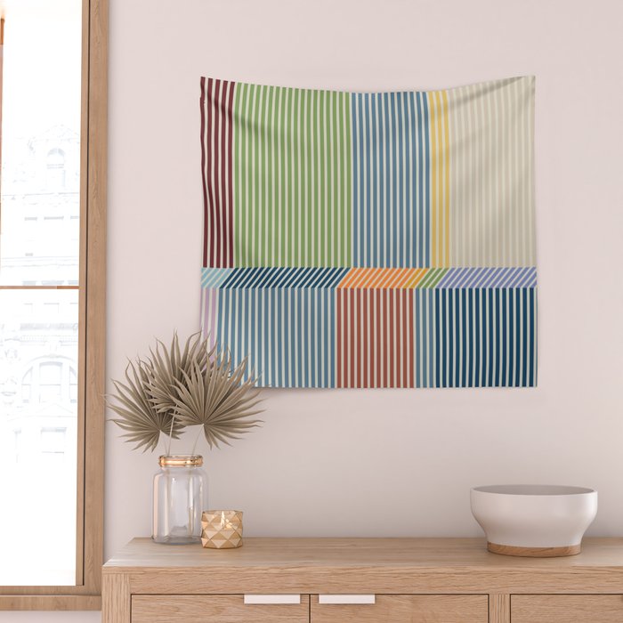 Linear Bauhaus Pattern 1 Wall Tapestry Gallery Image 2