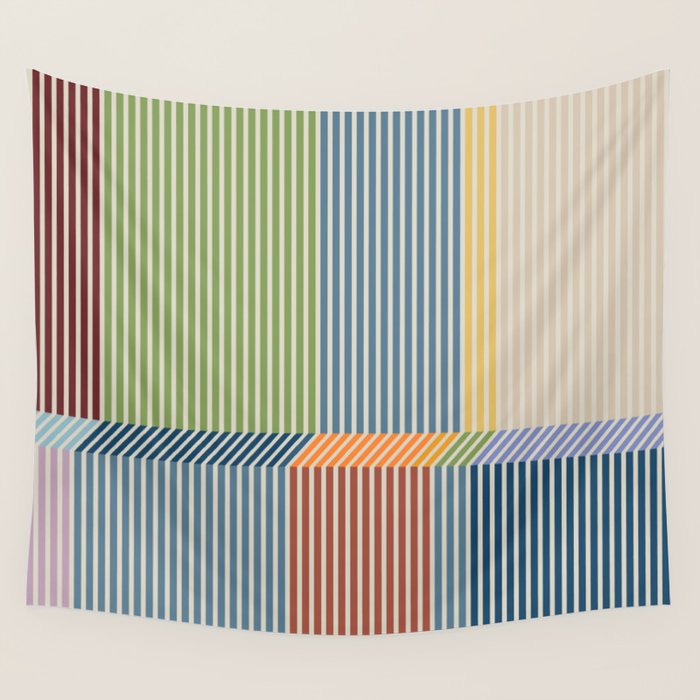 Linear Bauhaus Pattern 1 Wall Tapestry Gallery Image 4