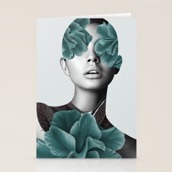Floral Portrait (woman) Stationery Card Gallery Image 1