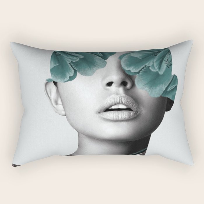 Floral Portrait (woman) Rectangular Pillow Gallery Image 2