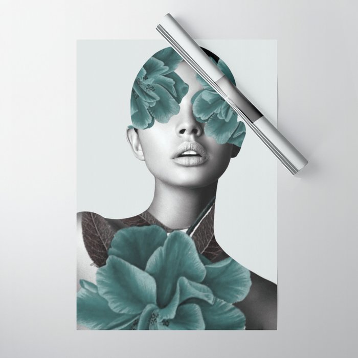 Floral Portrait (woman) Wrapping Paper Gallery Image 1