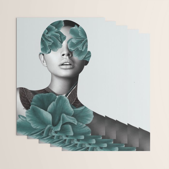 Floral Portrait (woman) Wrapping Paper Gallery Image 3