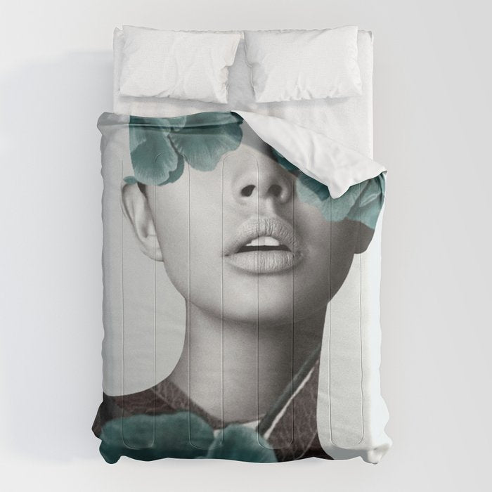 Floral Portrait (woman) Comforter Gallery Image 1