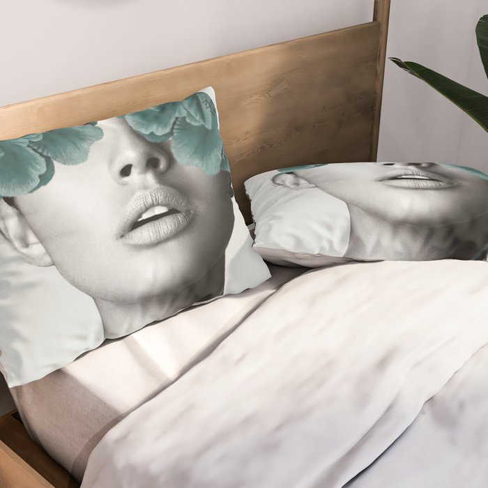 Floral Portrait (woman) Pillow Sham Gallery Image 2