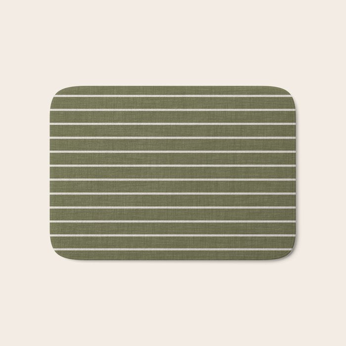 Cozy Stripes In Olive Green Bath Mat Gallery Image 1