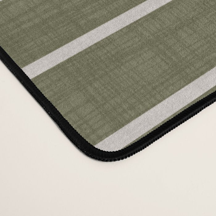 Cozy Stripes In Olive Green Desk Mat Gallery Image 4