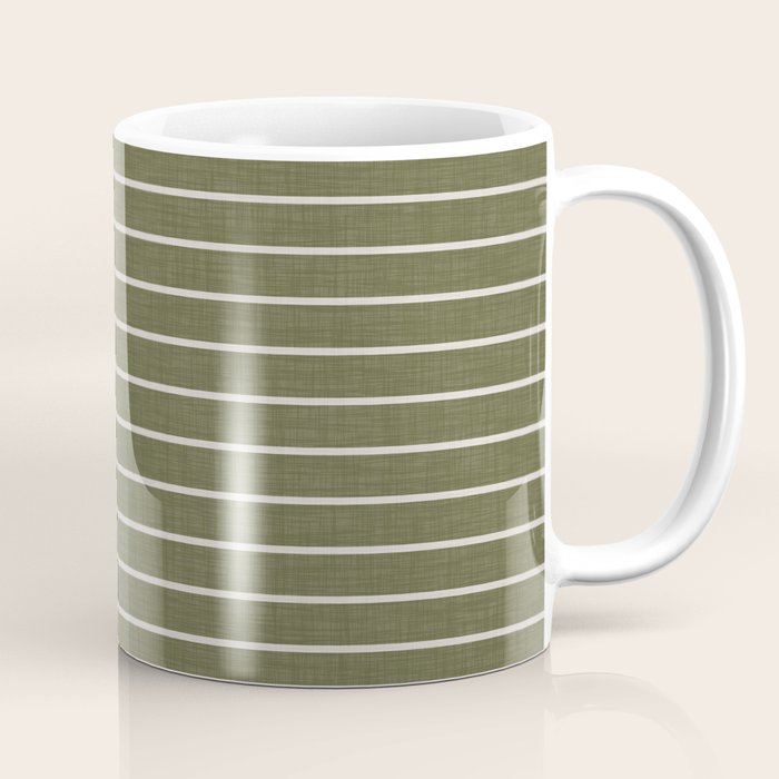 Cozy Stripes In Olive Green Coffee Mug Gallery Image 1