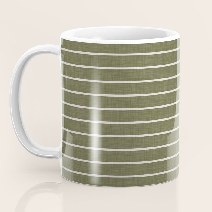 Cozy Stripes In Olive Green Coffee Mug Gallery Image 3