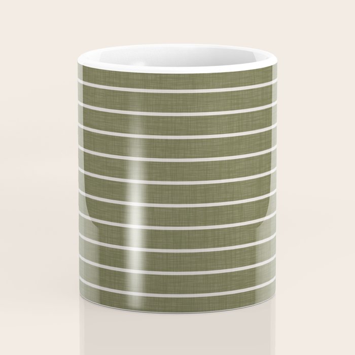Cozy Stripes In Olive Green Coffee Mug Gallery Image 4