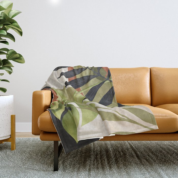 Abstract Art Tropical Leaves 69 Throw Blanket Gallery Image 1