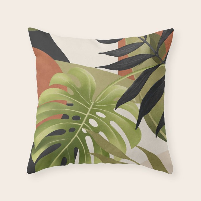 Abstract Art Tropical Leaves 69 Throw Pillow Gallery Image 1