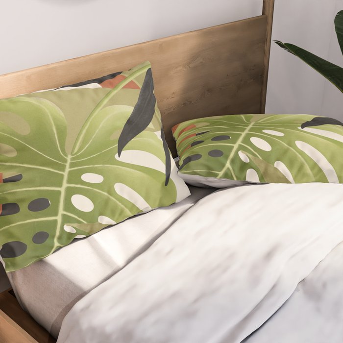 Abstract Art Tropical Leaves 69 Pillow Sham Gallery Image 2