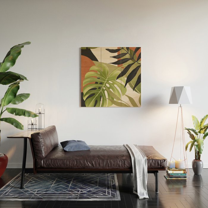 Abstract Art Tropical Leaves 69 Wood Wall Art Gallery Image 2