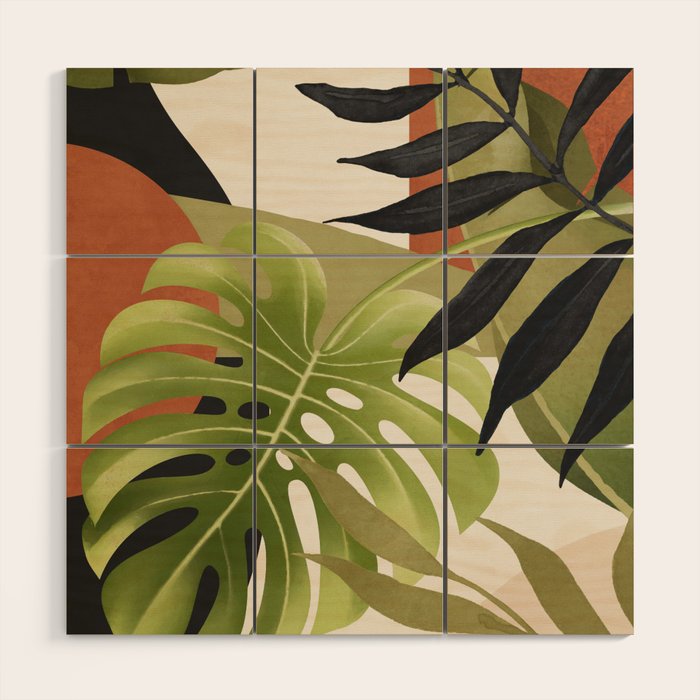Abstract Art Tropical Leaves 69 Wood Wall Art Gallery Image 1