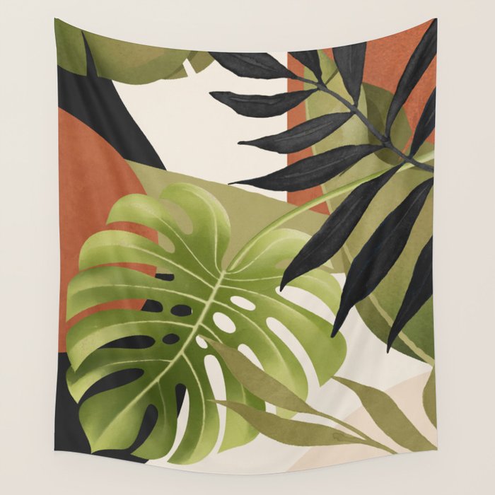 Abstract Art Tropical Leaves 69 Wall Tapestry Gallery Image 4