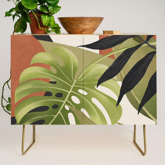 Abstract Art Tropical Leaves 69 Credenza Gallery Image 1