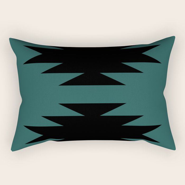 Geometric Southwestern Minimalism - Teal Green Rectangular Pillow Gallery Image 2