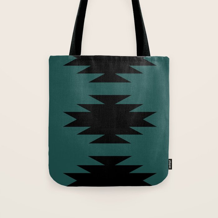 Geometric Southwestern Minimalism - Teal Green Tote Bag Gallery Image 1