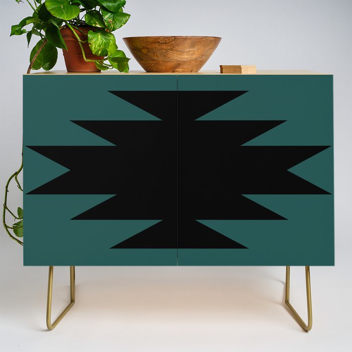 Geometric Southwestern Minimalism - Teal Green Credenza Gallery Image 1